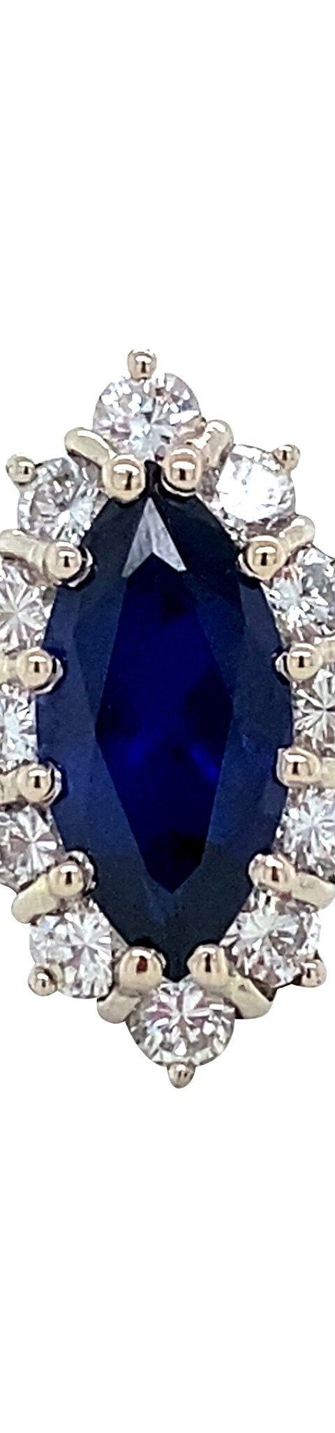 Vintage 18K White Gold Cluster Ring with Sapphire and Diamond